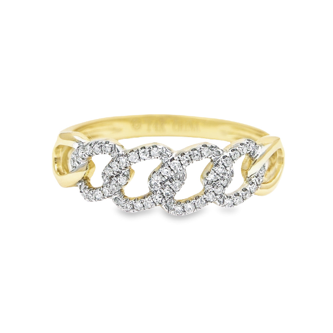 14K Gold Cuban Chain Diamond Wedding Ring