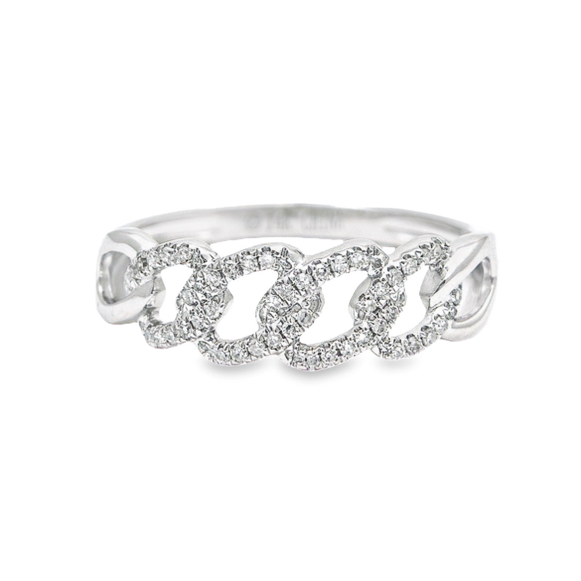 14K Gold Cuban Chain Diamond Wedding Ring