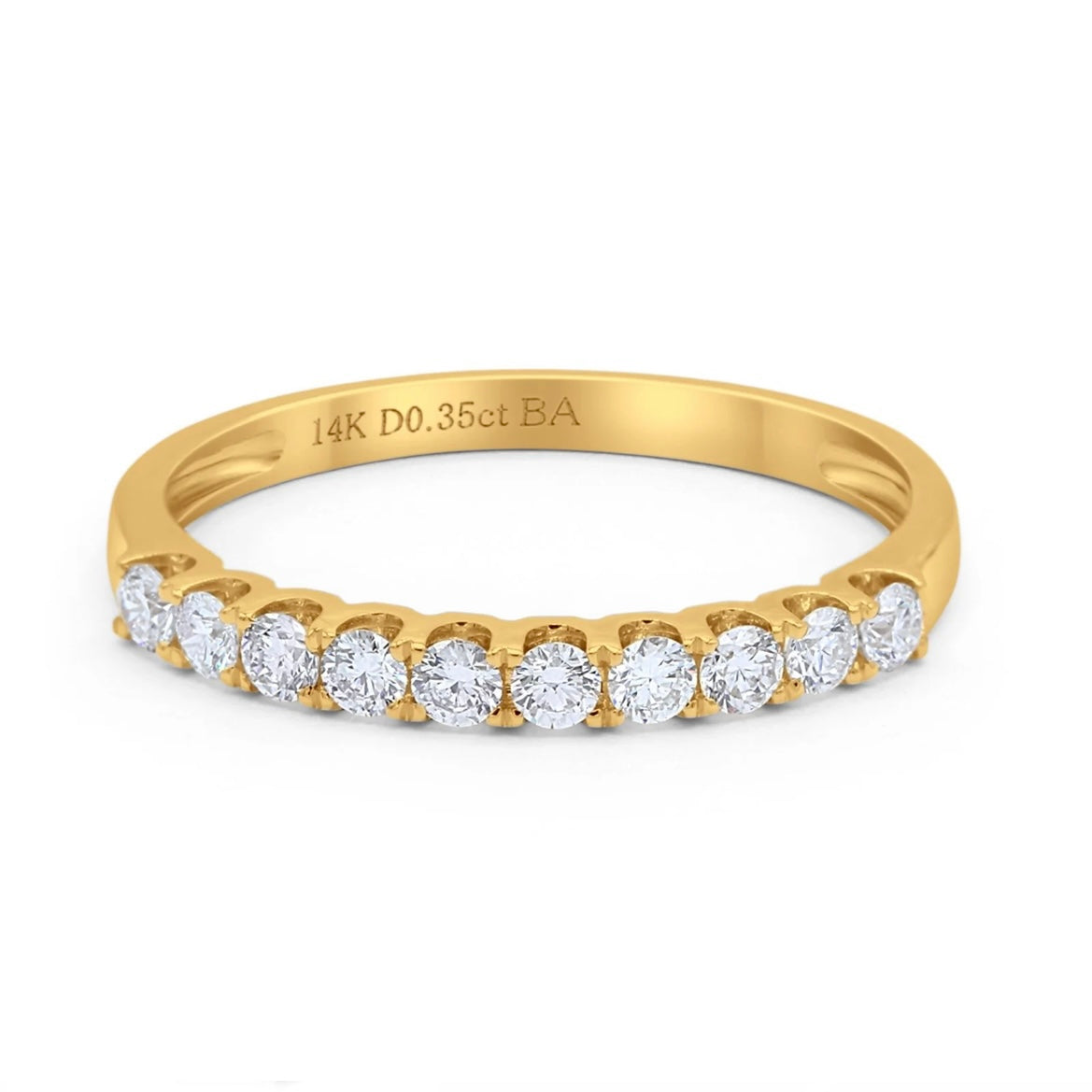 14K Gold Shared Prong Diamond Wedding Ring
