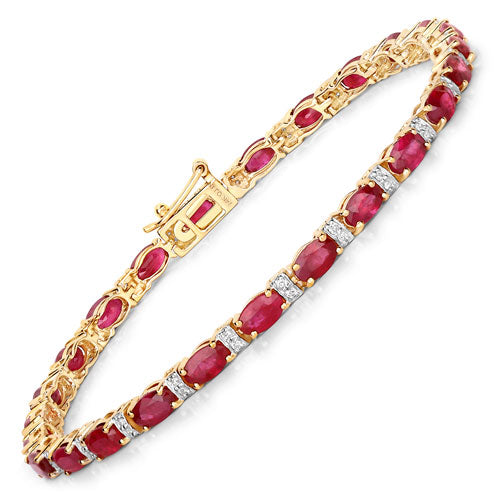 14K Gold Ruby and Diamond Statement Bracelet