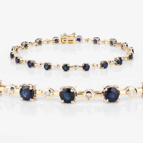 14K Yellow Gold Sapphire and Diamond Statement Bracelet