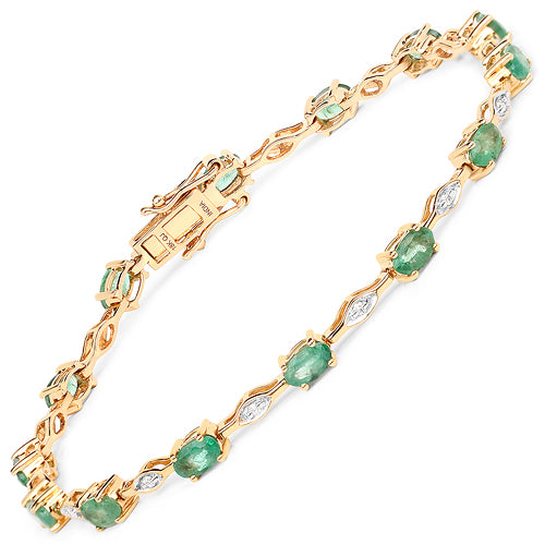 14K Yellow Gold Emerald and Diamond Statement Bracelet
