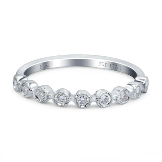 14K Gold Milgrain Bezel Diamond Wedding Ring