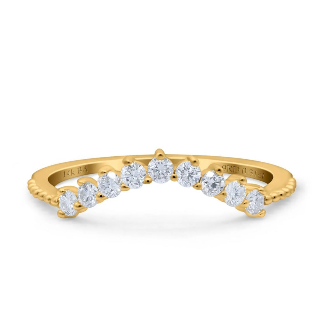 14K Gold Crown Diamond Wedding Ring