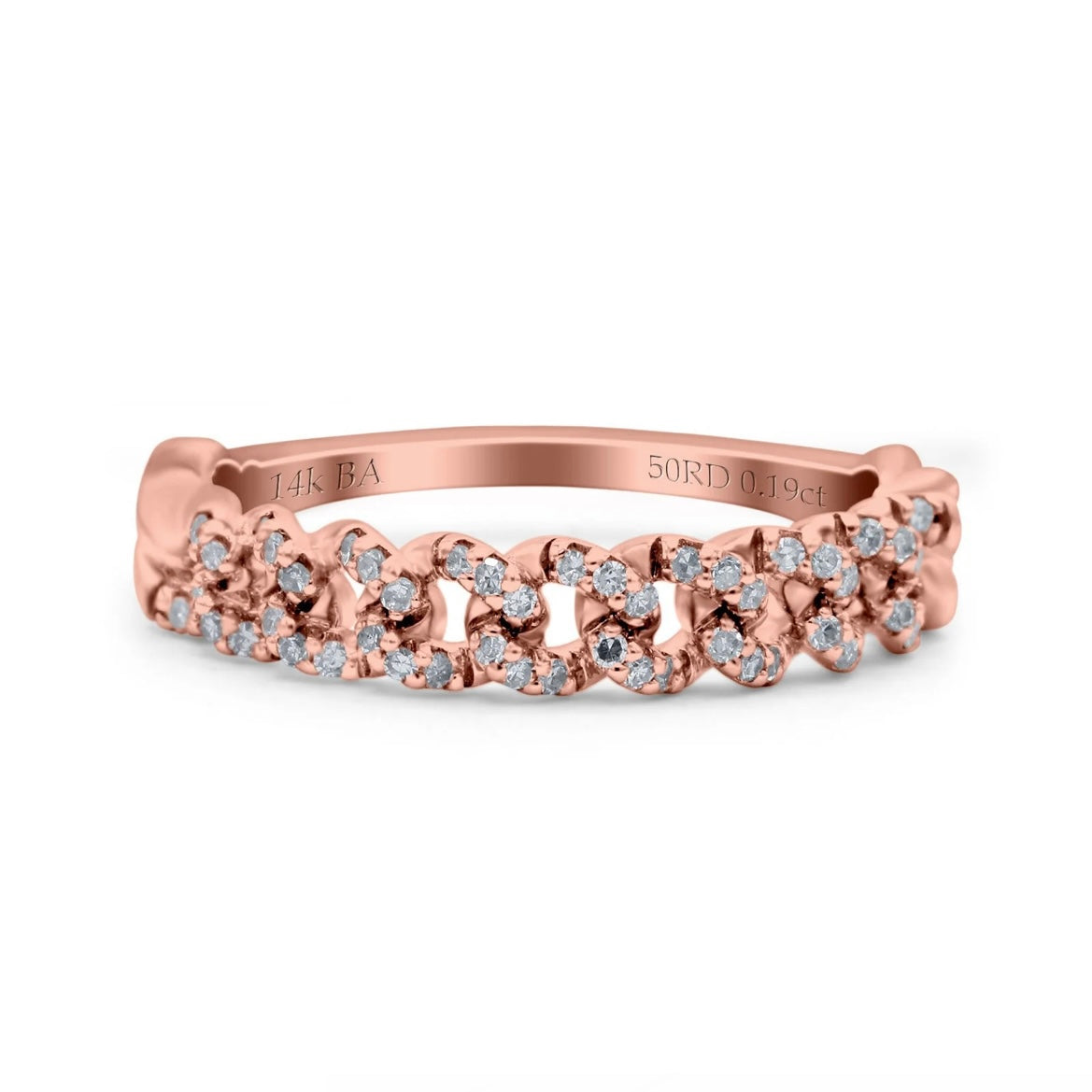 14K Gold Curb Link Diamond Wedding Ring