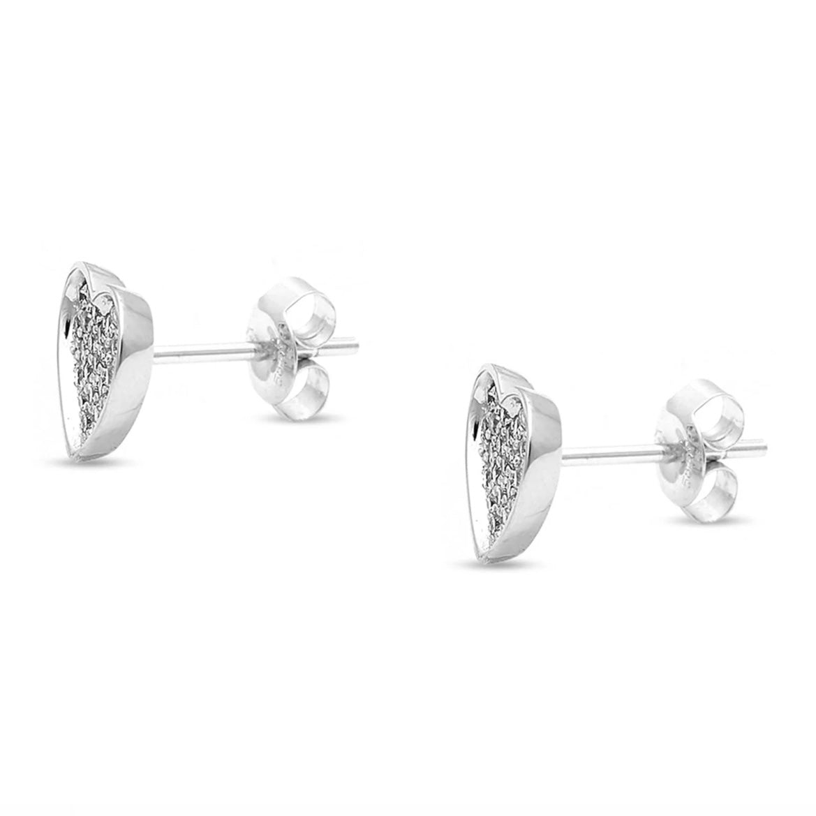 14K White Gold Heart Shaped Diamond Stud Earrings