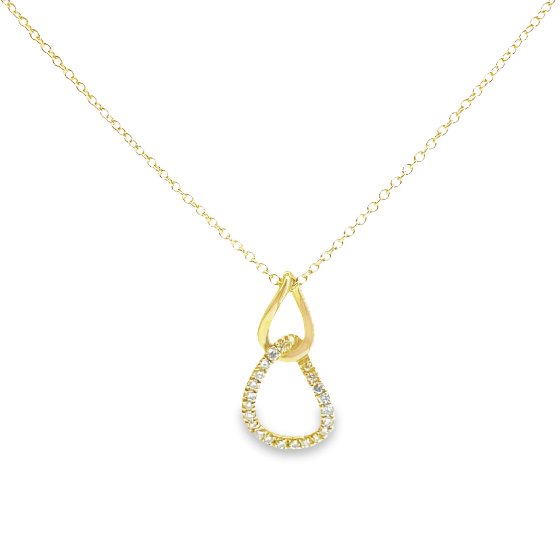 14K Yellow Gold Graduating Teardrop Diamond Necklace