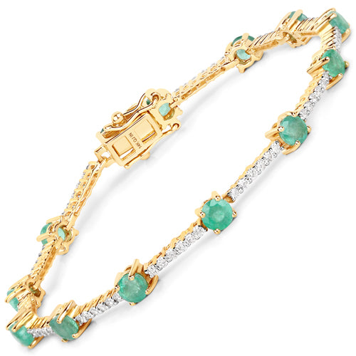 14K Yellow Gold Emerald and Diamond Statement Bracelet