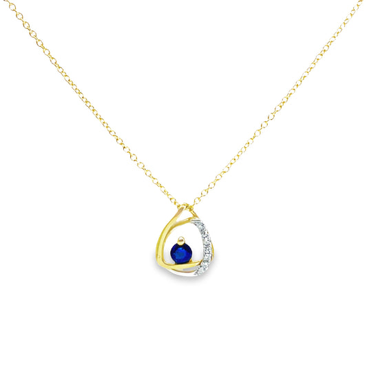 14K Two-Tone Gold Sapphire and Diamond Floating Necklace