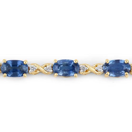 14K Yellow Gold Sapphire and Diamond Statement Bracelet