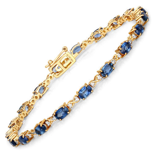 14K Yellow Gold Sapphire and Diamond Statement Bracelet