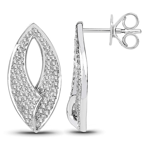 14K White Gold Diamond Statement Earrings