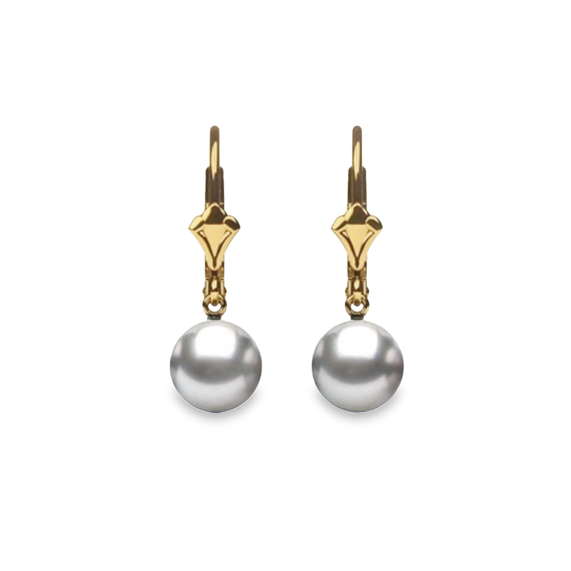 14K Yellow Gold Tahitian Pearl Drop Earrings