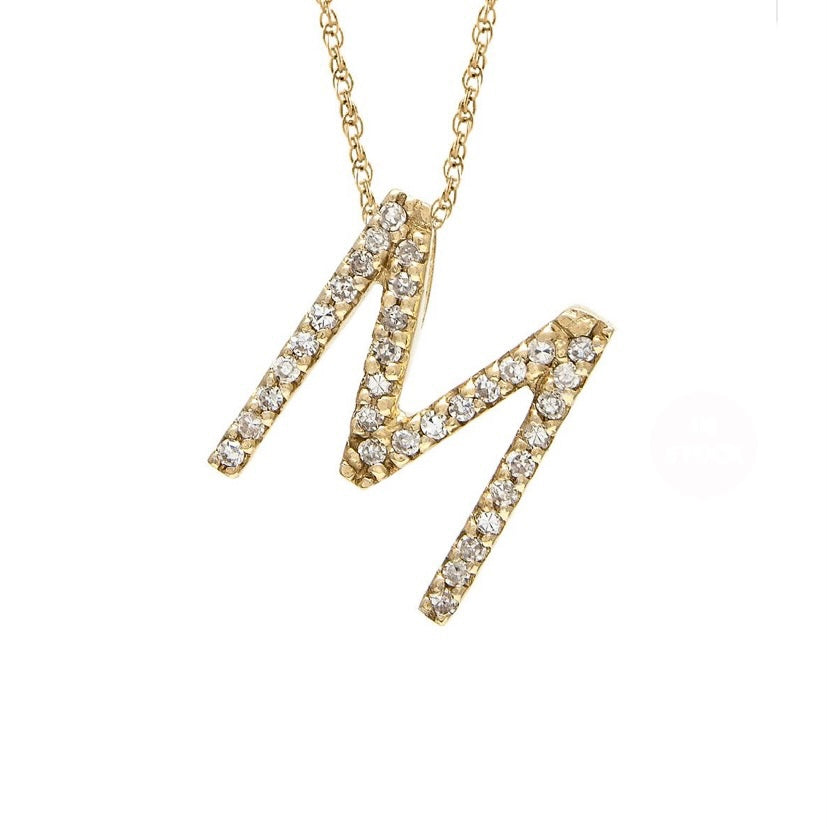 Initial M Diamond Necklace