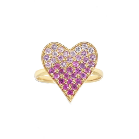 14K Yellow Gold Pink Sapphire Heart Ring