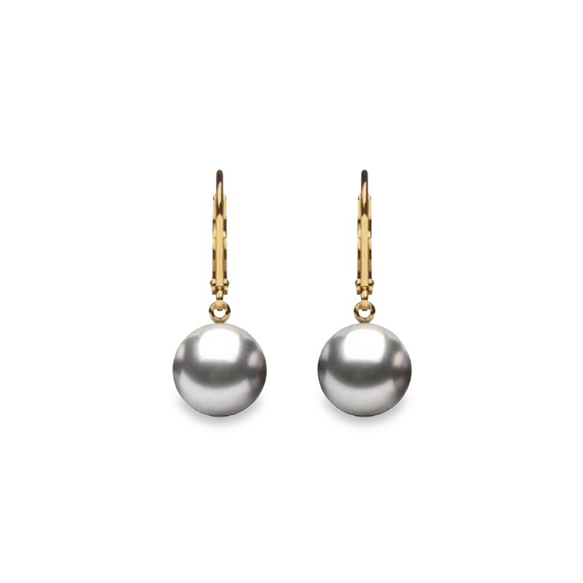 14K Yellow Gold Tahitian Pearl Drop Earrings