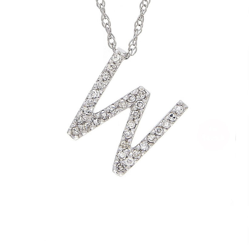 Initial W Diamond Necklace