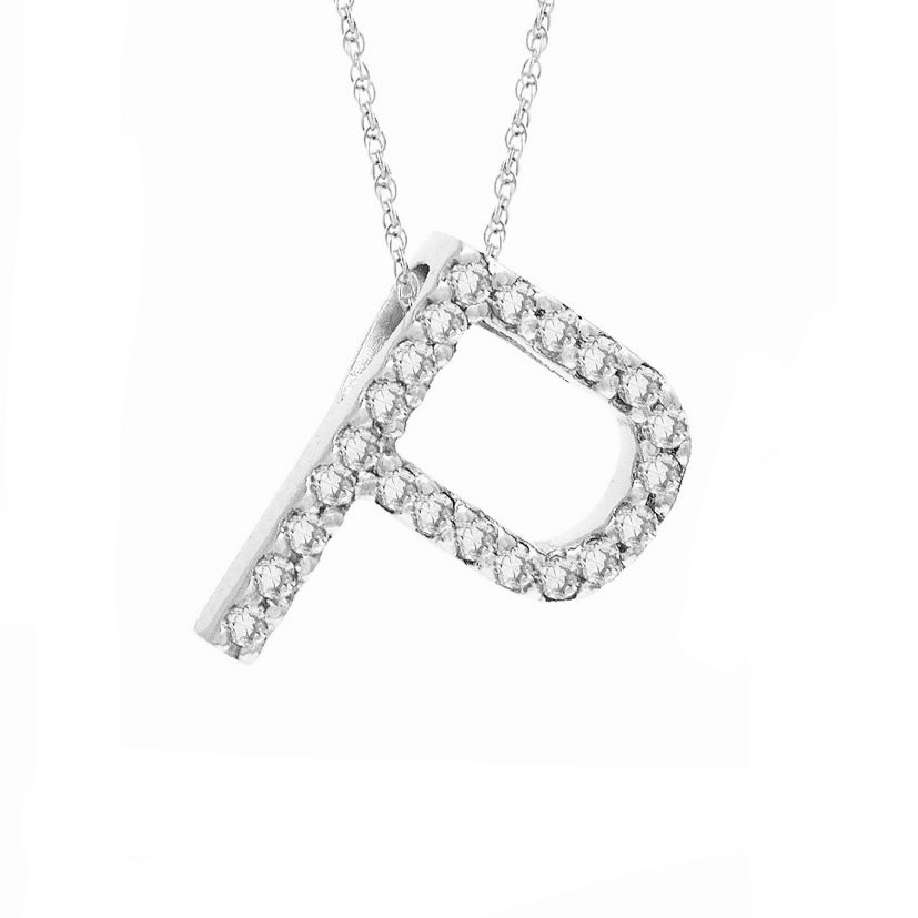 Initial P Diamond Necklace
