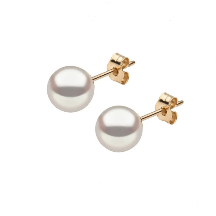 14K Gold Japanese Akoya Pearl Stud Earrings