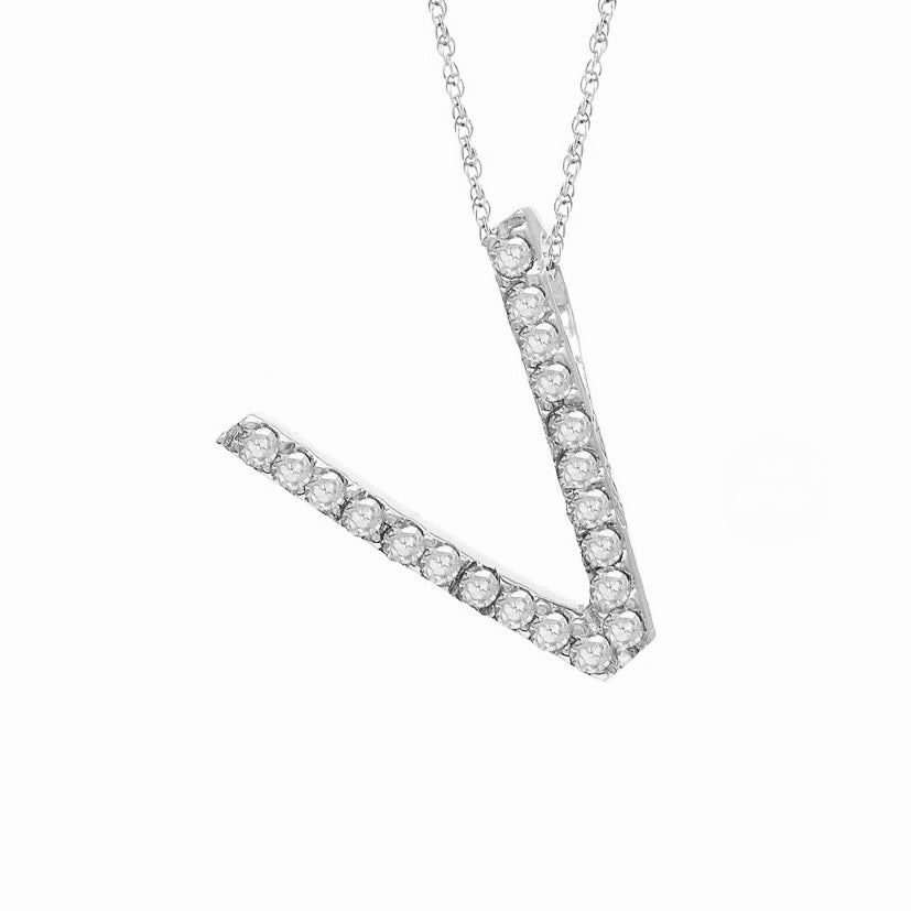 Initial V Diamond Necklace