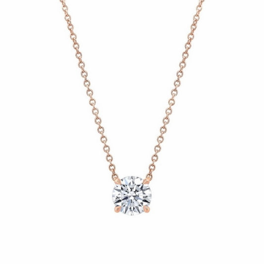 14K Gold Floating Solitaire Diamond Pendant Necklace