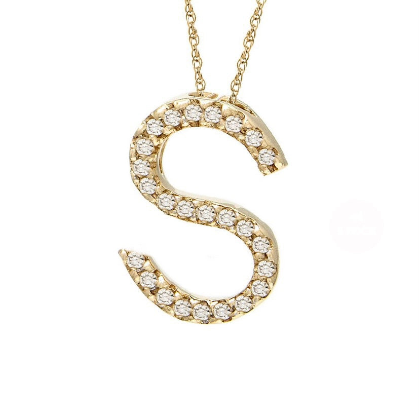 Initial S Diamond Necklace