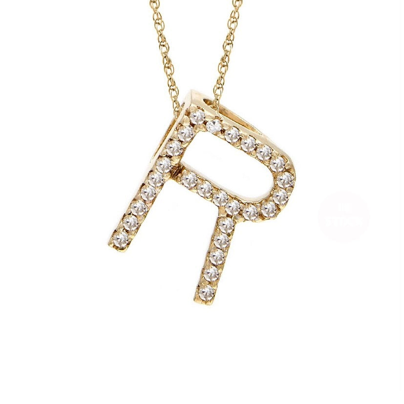 Initial R Diamond Necklace