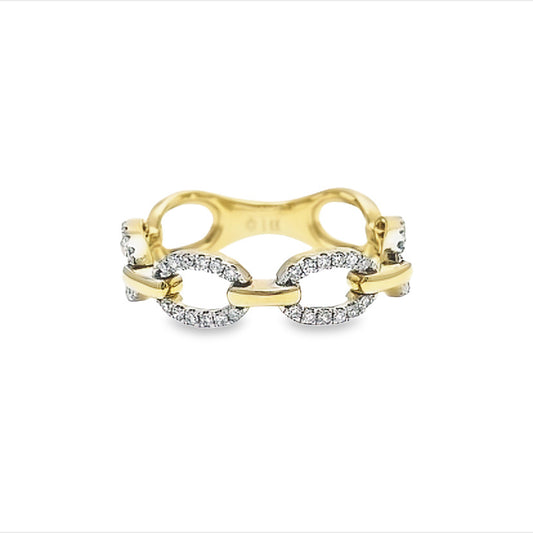14K Yellow Gold Bendable Cable Diamond Ring