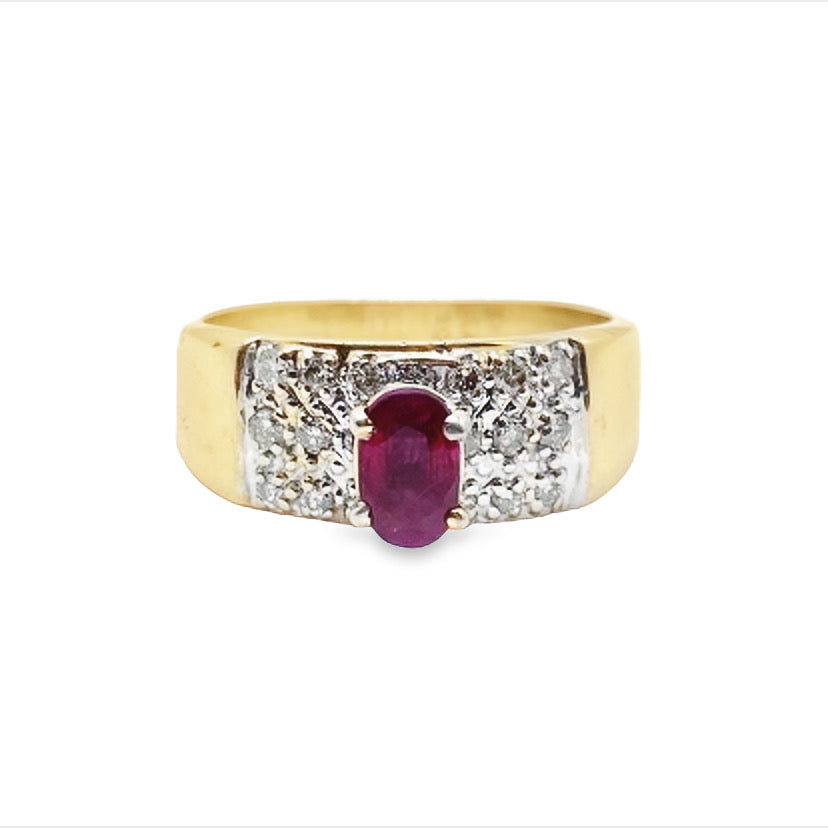 14K Two-tone Ruby and Diamond Ring