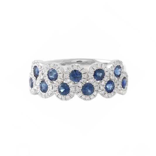 18K White Gold Sapphire and Diamond Statement Ring