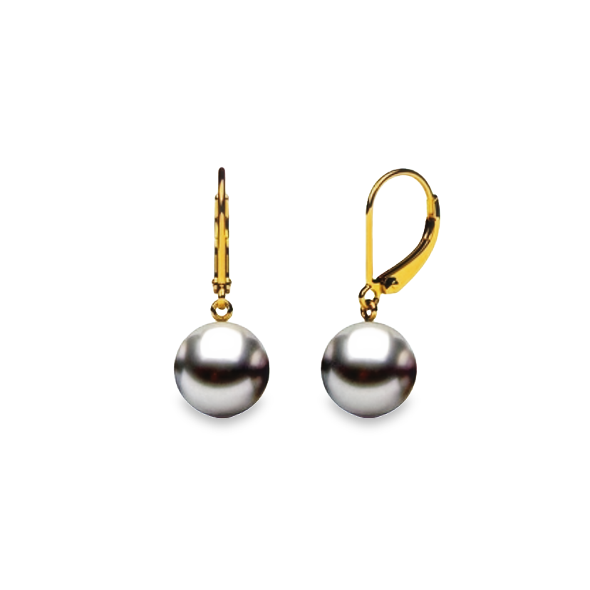 14K Yellow Gold Tahitian Pearl Drop Earrings