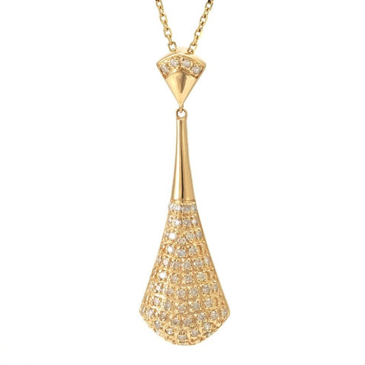 14K Yellow Gold Pave Diamond Drop Necklace